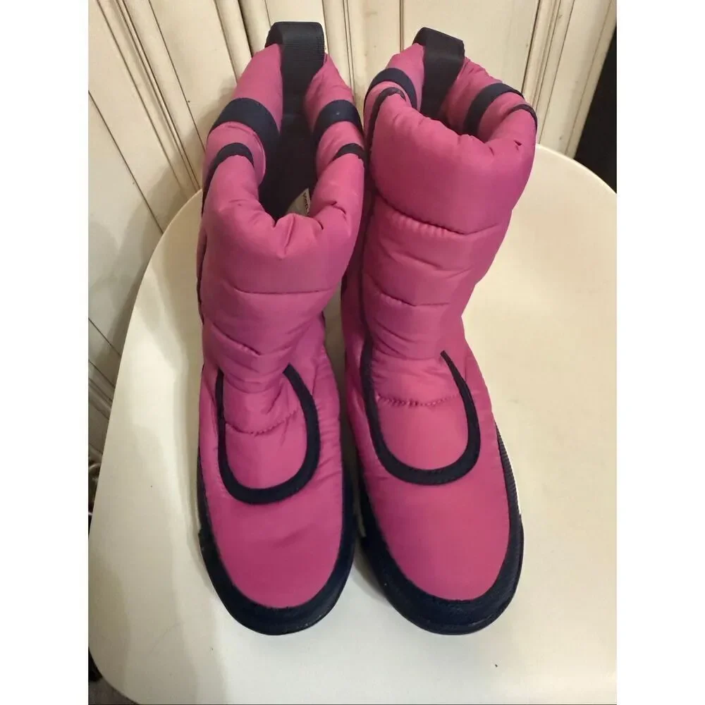 Sorel Kids Girls Puffy Quilted Whitney II Mid Snow Boots Pink Black Size 4 NWT